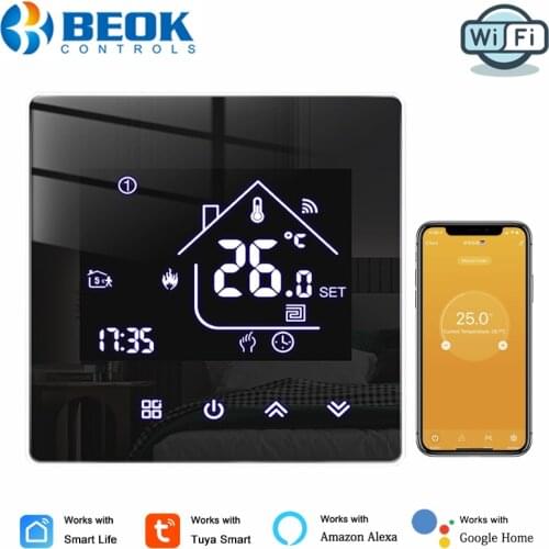 Beok Wifi Smart Thermostat Temperature Controller For Gas Boiler Thermostato Tuya LCD Screen Works With Alexa Google Home