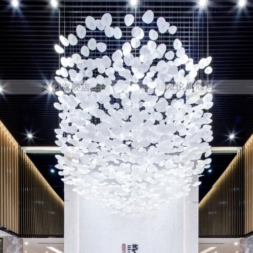 Upscale hotel lobby light spiral staircase crystal chandelier mall atrium lighting duplex building villa staircase lighting