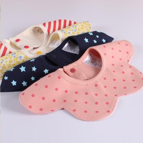 Y154 Free shipping baby bibs cotton gauze six petal bib baby bibs non-fluorescent agent 360 degree rotation Not waterproof