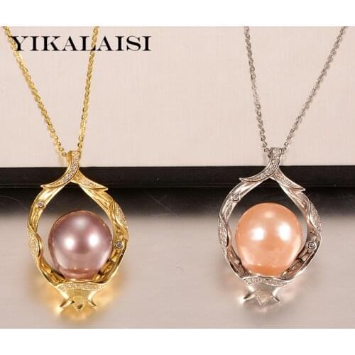 YIKALAISI 925 Sterling Silver Jewelry Pearl Pendants 2020 Fine Natural Oblate Pearl jewelry 11-12mm Pendants For Women wholesale