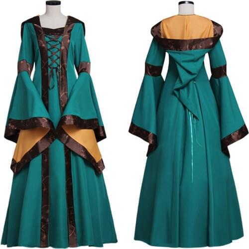 Green Medieval Renaissance Victorian Dress Gown Adult Fantasy Party Cosplay Costume