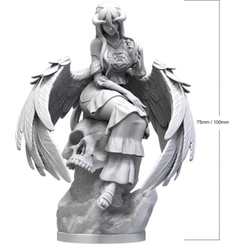 1/24 75mm 1/18 100mm Resin Model Kits Angel Wing Girl Unpainted No Color RW-155
