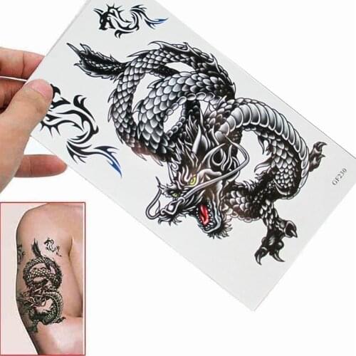 1 PC Fashion Disposable Removable Tattoo Sticker Dragon Design Arm Body Art Waterproof Temporary Tattoo Sticker Decal