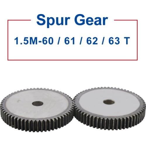 1 Piece 1.5M Spur Gear 60/61/62/63 Teeth 14/16 mm Process Hole Pinion Gear Low Carbon Steel Material Flat Gear Total Height 15mm