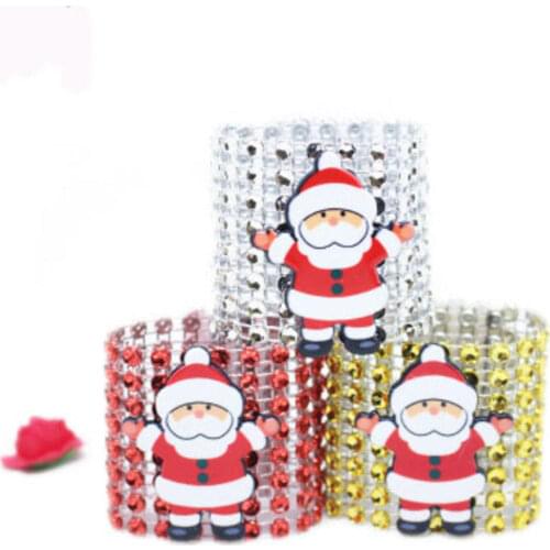 1Pcs Christmas Crystly Napkin Rings Hotel Banquet Dinner Table Decoration Supplies Gold Napkin Buckle