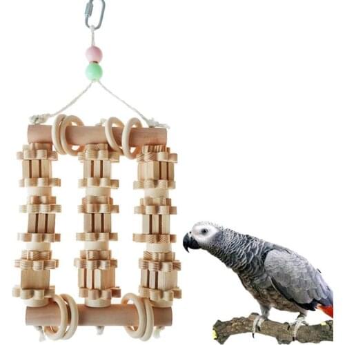 1 Pcs Parrot Chew Toy Interactive Parrot Training Intelligence Toy Natural Wooden Cage Hanging Bite Proof Birds Toys Supplies