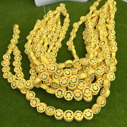 10strips/lot Yellow Color Hapyy Face Clay Beads for DIY Jewelry Making