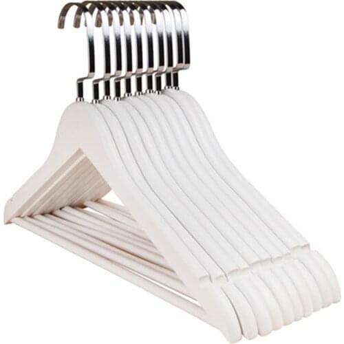 10 pcs/lot Solid Wood Hanger for Coat White Wooden Clothes Hangers Adult Clothing Shop Display Suit Blouse Quality Pants Rack