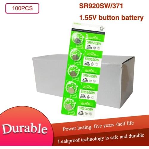 100pcs/lot 371 SR920SW 920 SR920 1.55V Watch Battery 371 SR920SW SR920 Button Coin Cell MADE IN JAPAN 0%Hg