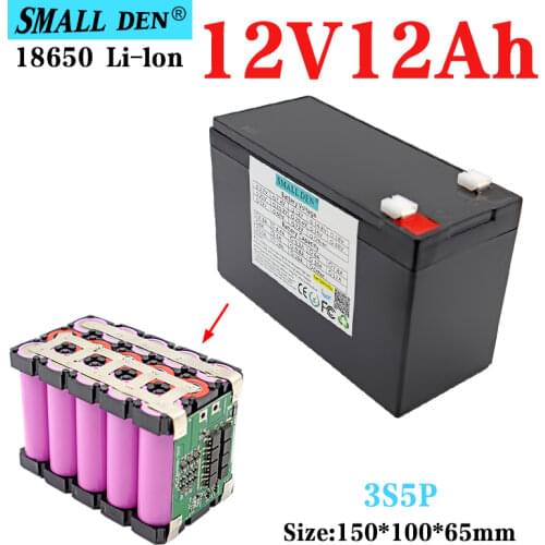 12V 12Ah 18650 lithium battery pack built-in BMS sprayer monitor camera, children electric vehicle backup power solar cell