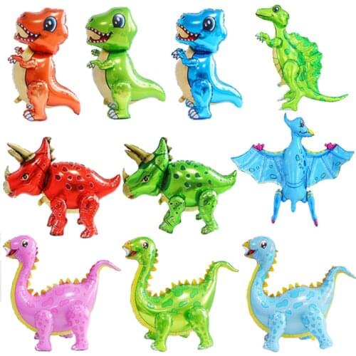 4PCS Dinosaur Foil Balloons Party Supplies Aluminum Mylar Helium Jungle Favors Birthday Graduation Baby Shower Decorations