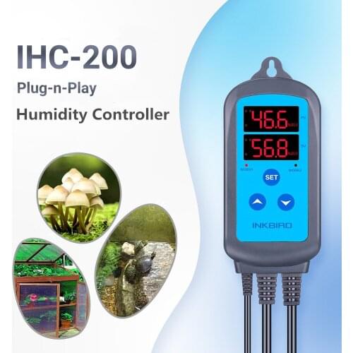 Inkbird IHC-200 Automatic Plug and Play Humidity Controller with Multi-Function Alarm For Mushroom,Greenhouse,Ventilator Fan