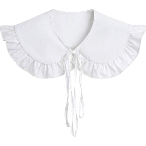 Lace Edge White Cotton Shirt Fake Collar Women Detachable for Dress Small Waistcoat Girls Clothing Accessories 066F