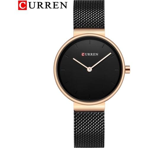 CURREN Luxury Brand Women Simple Watches Fashion Stainless Steel Quartz Black Watch Ladies Casual Clock Wrist Watch Montre Femme