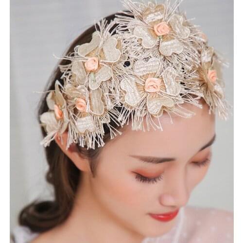 South Koreas new super fairy flower headband press hairpin hairband bridal wedding dinner dress temperament headdress headband