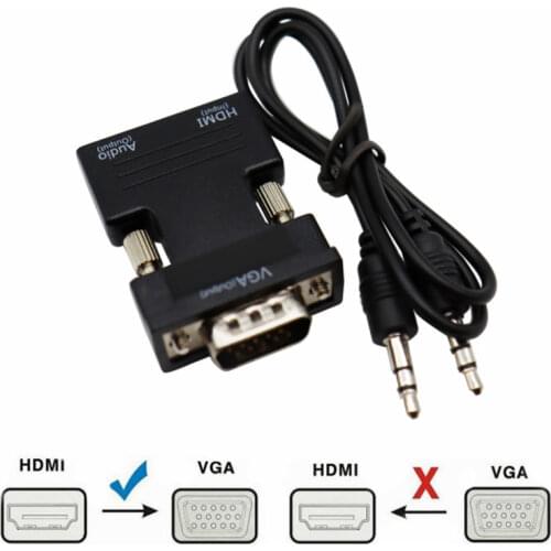 HDMI-compatible to VGA Adapter with Audio port Female video Converter 3.5mm jack 1080P for PC Laptop TV Box Projector