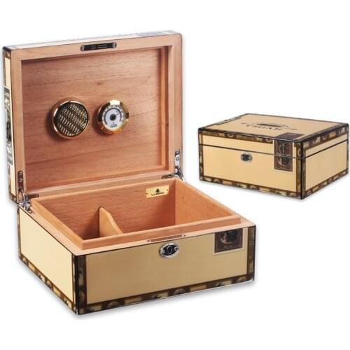 30 pcs capacity Solid wood piano paint Cigar Box Smoking accessories Humidor With Hygrometer Men Gadget Fathers Gift