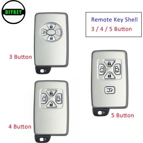 DIYKEY Smart Card Remote Key Shell 3 Button 4 Button 5 Button for Toyota with Uncut Blade (Only Shell)