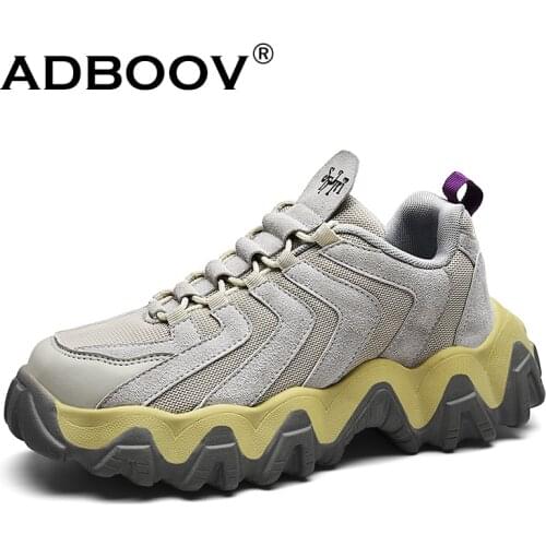 ADBOOV Wave Sole Unisex Leather Fashion Sneakers Platform Chunky Sneakers Shoes Women Men Couple Dad Shoes