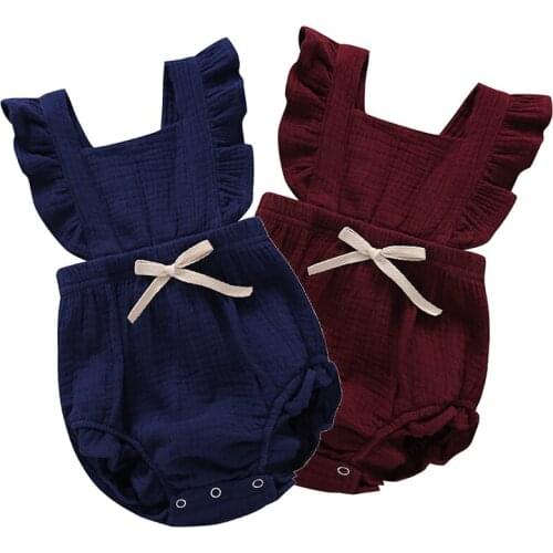 Summer Solid Color Baby Girls Princess Rompers Beautiful Lovely Toddler Infant Newborn Jumpsuit One Piece Kids Clothes