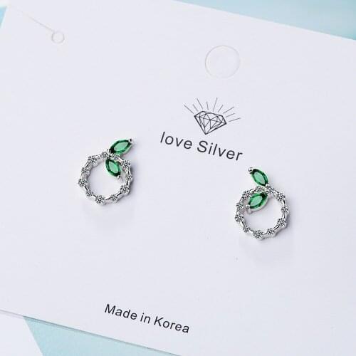 Fashion Simple Green Zircon Leaf Earnails Art Girl Wear Jewelry Womens Earnails Anniversary Anniversary Girlfriend Mother Gift