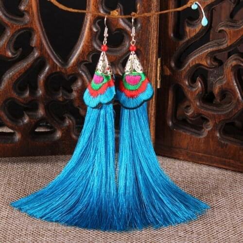 Fashion Morning Glory Earring Women Bohemian Eardrop Vintage Long Tassel Fringe Boho Hook Dangle Earrings Femme Ear Jewelry Gift