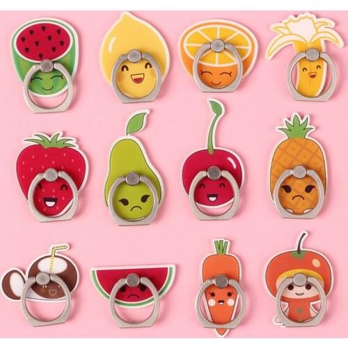 Cartoon Face Finger Ring Mobile Phone Stand Holder For iPhone Xiaomi Huawei Acrylic Fruits Phone Holder All Smartphone