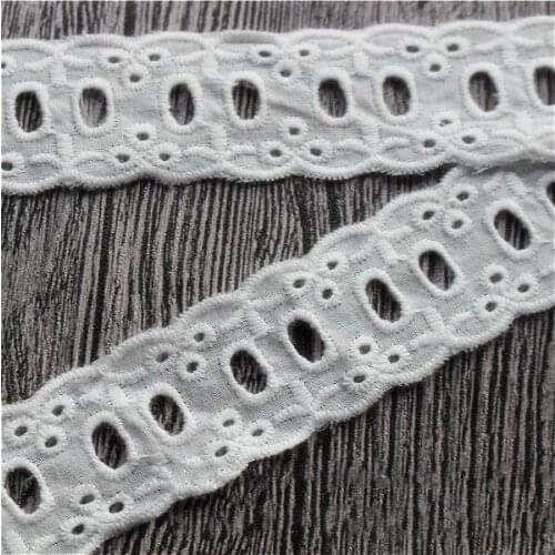 Off-White Exquisite Cotton100% Cloth Flower Hollow Embroidery Lace Trim DIY Accessories Lace Fabric Width 3cm 13Yds/lot