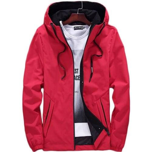 2019 new Spring and Autumn Mens Jacket Mens Slim Solid Color Hooded Jacket 4 Color plus size S-5XL