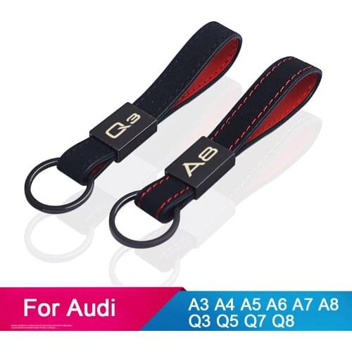 New car key ring suede with metal buckle For AUDI A1 A2 A3 A4 A5 A6 A7 A8 Q3 Q5 Q7 Q8 Accessories