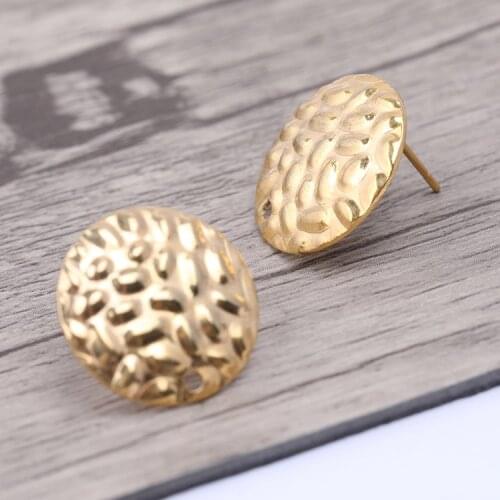 Onwear 10pcs gold plated 16mm pad earring posts findings diy earrings connectors for jewelry making accessories