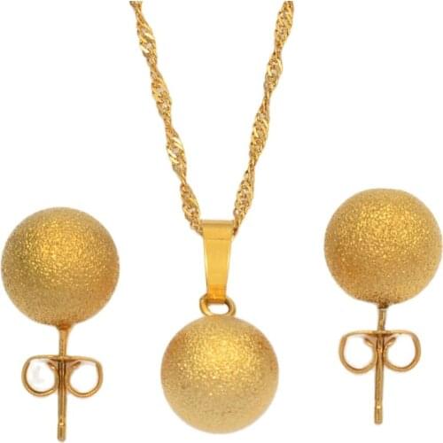 Anniyo Beads Necklace Earrings for Women Girls,Trendy Charm Jewelry sets Ball Pendant Africa,Arabia,Nigeria Gifts #034206