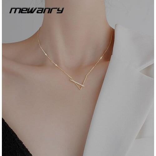 Mewanry 925 Sterling Silver Bride Necklace for Women Fashion Elegant Design Holiday Party Sparkling Zircon Wedding Jewelry Gifts