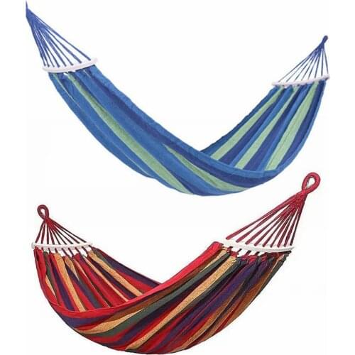 Hot Double Single People Portable Outdoor Hammock Garden Sports Home Travel Camping Swing Canvas Stripe Hang Bed Hammock