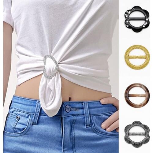 1PC Round Flower Resin Belt Buckle For T-shirt Dress DIY T-Shirt Scarf Decorative Buckle Craft Women Fashion Garment Accessories