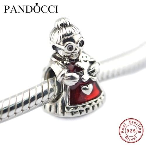 Christmas Gift DIY 925 Sterling-Silver-Jewelry Mrs Santa Claus Charm Beads for Jewelry Making Fits European Charms Bracelet