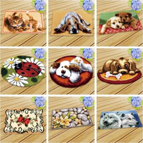 Dog And Cat Latch Hook Rug Kits 3D Carpet Embroidery Kit Cross Stitch Kits Set DIY latch hook carpet rugs for modern living room