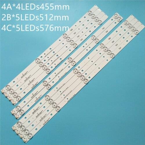 LED Backlight strip 5/4 lamps For AKAI 55'' TV AKTV551 JS-D-JP5520-A41EC B51EC C51EC (60416) MS-L0956