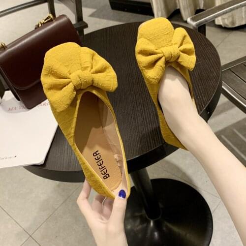 Rimocy 2021 Elegant Bow Ballet Flat Shoes for Women Summer Square Toe Slip on Loafers Woman Light Soft Bottom Single Shoes Lady