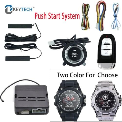 OkeyTech 433Mhz 12V Smart Watch Remote Control Start Engine Start Stop Push Button PKE Keyless Entry Automatic Car Alarm System