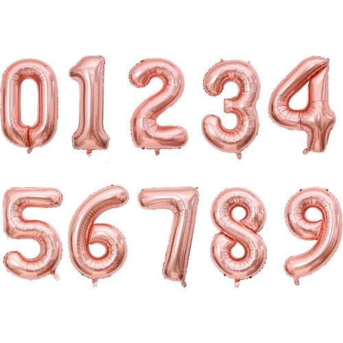 40inch Rose Gold Number Foil Balloons Metalic Rose Gold Aluminum Foil Number Balloon for Birthday Party Universary Party Decor