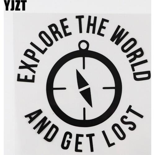YJZT 15.1CMX15.1CM EXPLORE THE WORLD AND GET LOST Vinyl Car Sticker Black/Silver 8A-1021