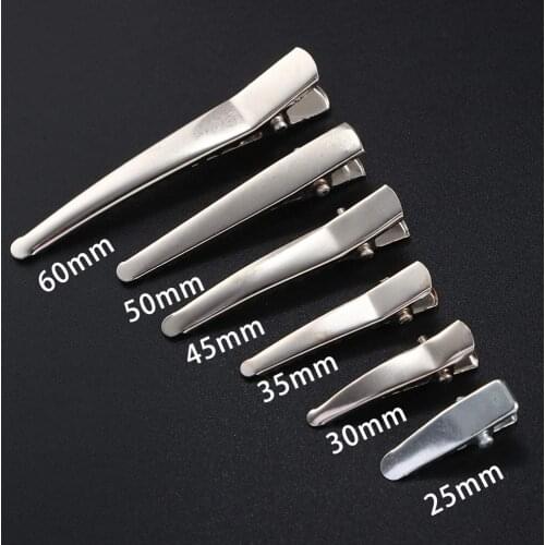 10Pcs/Set Metal Hair Clips Single Prong Alligator Hairpin With Teeth Blank Setting Jewelry Making Base Size 25/30/35/45/50/60mm