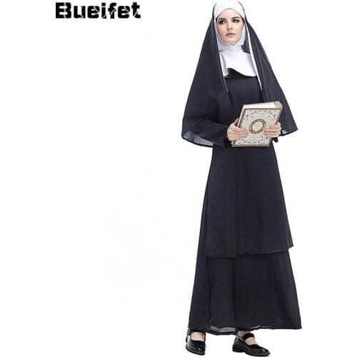 Ladies Clergyman Nun Sister Cosplay Costume Missionary Priest Robe Adults Fancy Dress Carnival Halloween Christian Costumes