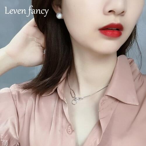 Geometric 925 Sterling Silver Box Chain Necklace Simple Choker Necklace with Circle Pendant Asymmetric Jewelry for Women Gift