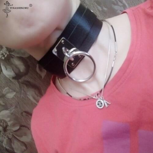 Choker Collar Women Black Goth Choker Necklace Punk Gothic Harajuku Jewelry Fashion Accessories Circle PU Leather Festival Gift