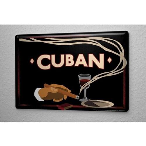 Tin Sign Bar Restaurant Decoration Cuba Cigar red wine 8X12