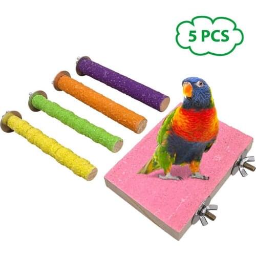 Parrot Chew Toys Bird Toy Matte Springboard Gourd Perches 5pcs set Station Bar