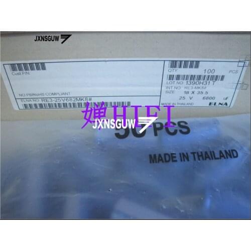 10PCS ELNA RE3 25V6800UF 18X35MM blue robe audio Aluminum electrolytic capacitors 6800uF/25V 85 degrees 6800UF 25V