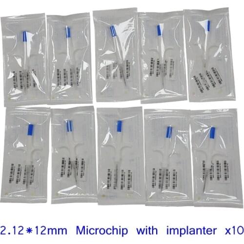10pcs Dog Microchip 2.12*12mm Pet Id Tags Injectable Microchip Rfid Syringe Glass Chip Injector Pet Microchip Suppliers